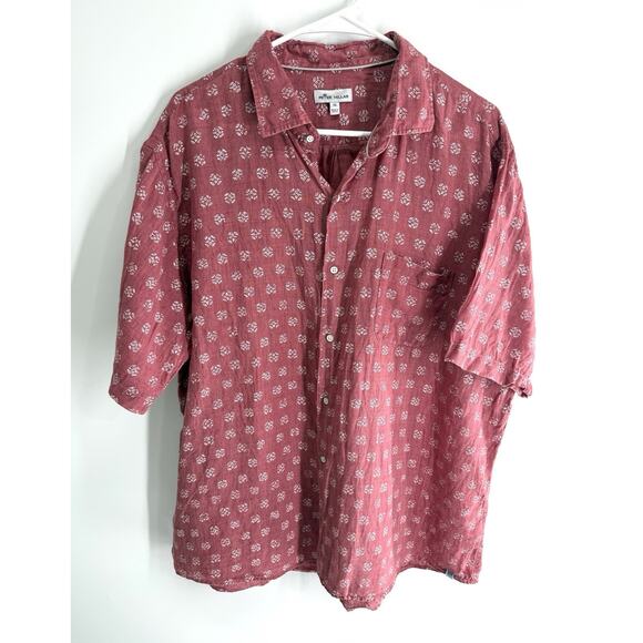 Peter Millar 100% Linen Casual Button Up Shirt Men's XL Print Short Sleeve Cool - Picture 1 of 7